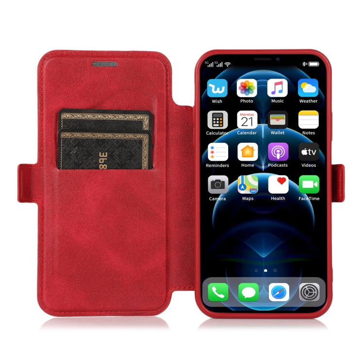 Push Window Double Buckle PU + Silicone Horizontal Flip Leather Case with Holder & Card Slot
