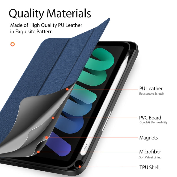 DUX DUCIS Domo Series Horizontal Flip Magnetic TPU + PU Leather Case with Three-folding Holder & Pen Slot, For iPad mini 7 / mini 6