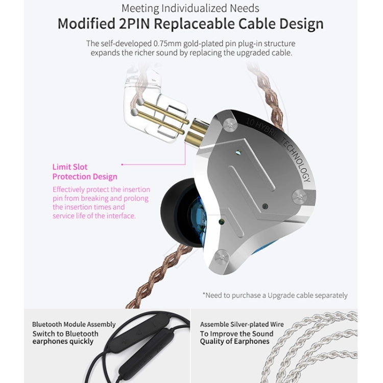 KZ ZS10 Pro 10-unit Ring Iron Gaming In-ear Wired Earphone,, ZS10 Pro Mic Version(Streamer Blue), ZS10 Pro Mic Version(Glare Gold), ZS10 Pro Mic Version(Purple), ZS10 Pro Mic Version(Diamond Blue), ZS10 Pro Standard Version(Black)����������������������...