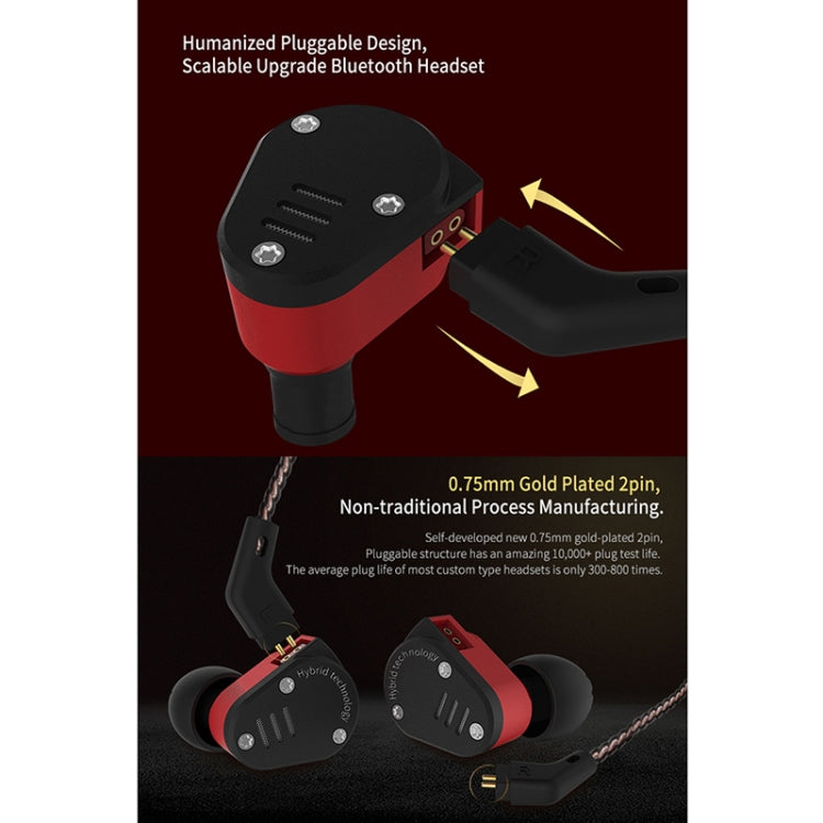 KZ ZSA Ring Iron Hybrid Drive Sport In-ear Wired Earphone,, ZSA Standard Version(Black Red), ZSA Standard Version(Grey)
