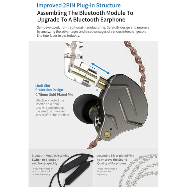 KZ ZSN Pro Ring Iron Hybrid Drive Metal In-ear Wired Earphone,, ZSN Mic Version(Purple), ZSN Standard Version(Grey), ZSN Standard Version(Blue), ZSN Standard Version(Purple), ZSN Mic Version(Grey), ZSN Mic Version(Blue)