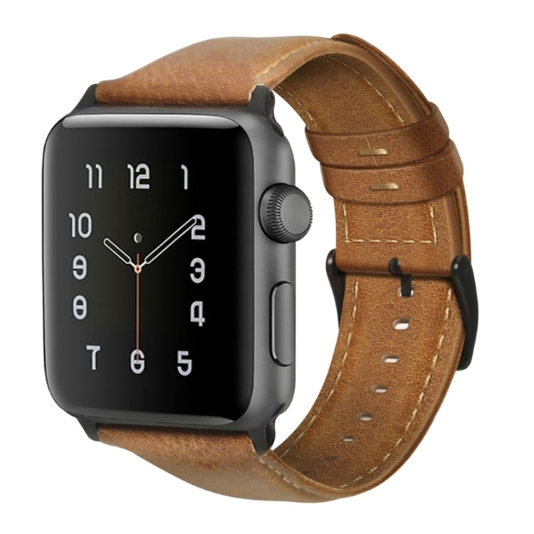 Oil Wax Genuine Leather Strap Watchband, For Apple Watch Series 8&7 41mm / SE 2&6&SE&5&4 40mm / 3&2&1 38mm, For Apple Watch Series 7 41mm / 6 & SE & 5 & 4 40mm / 3 & 2 & 1 38mm                                                                            ...