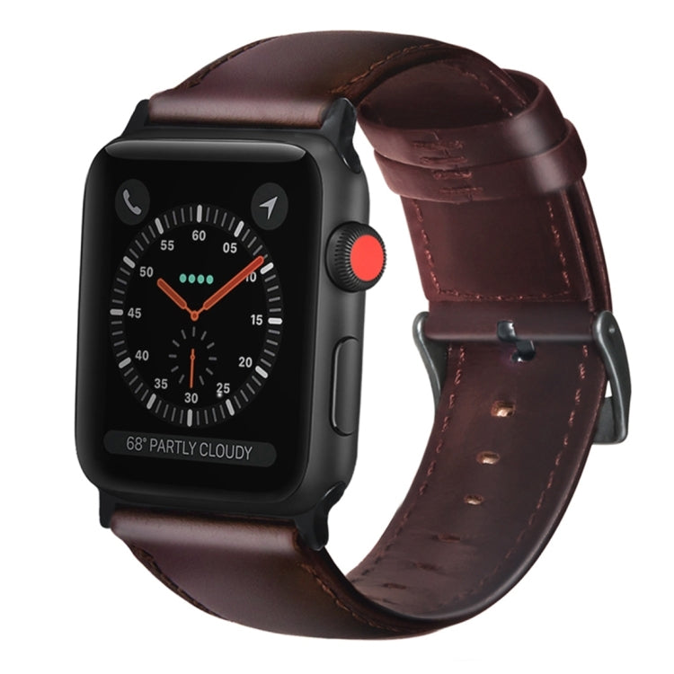 Oil Wax Genuine Leather Strap Watchband, For Apple Watch Series 8&7 41mm / SE 2&6&SE&5&4 40mm / 3&2&1 38mm, For Apple Watch Series 7 41mm / 6 & SE & 5 & 4 40mm / 3 & 2 & 1 38mm����������������������������������������������������������������������������...