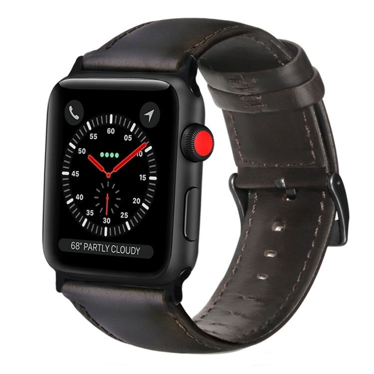 Oil Wax Genuine Leather Strap Watchband, For Apple Watch Series 8&7 41mm / SE 2&6&SE&5&4 40mm / 3&2&1 38mm, For Apple Watch Series 7 41mm / 6 & SE & 5 & 4 40mm / 3 & 2 & 1 38mm����������������������������������������������������������������������������...