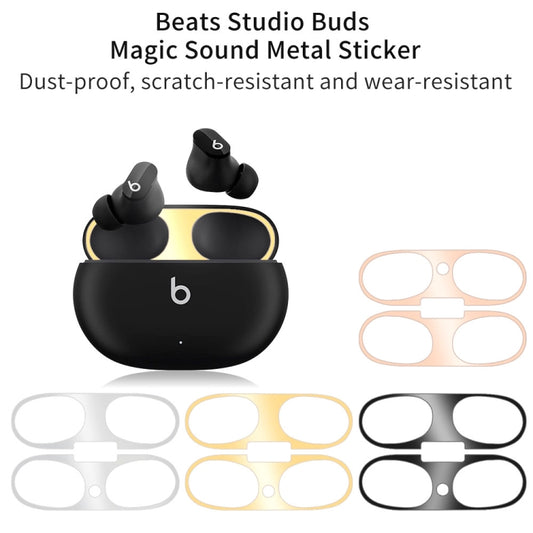 Magic sound themed metal sticker protecting Beats Studio Buds from scratches and daily wear