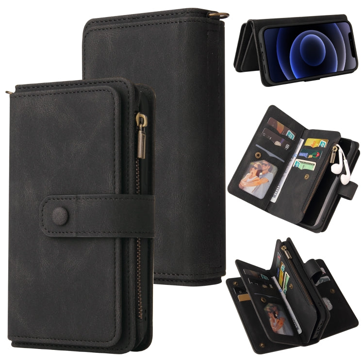 Skin Feel PU + TPU Horizontal Flip Leather Case with Holder & 15 Cards Slot & Wallet & Zipper Pocket & Lanyard, For iPhone 12 mini, For iPhone 11 Pro Max, For iPhone 11 Pro, For iPhone 11, For iPhone X / XS, For iPhone XS Max