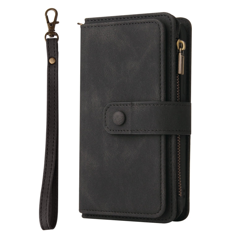 Skin Feel PU + TPU Horizontal Flip Leather Case with Holder & 15 Cards Slot & Wallet & Zipper Pocket & Lanyard, For iPhone 12 mini, For iPhone 11 Pro Max, For iPhone 11 Pro, For iPhone 11, For iPhone X / XS, For iPhone XS Max