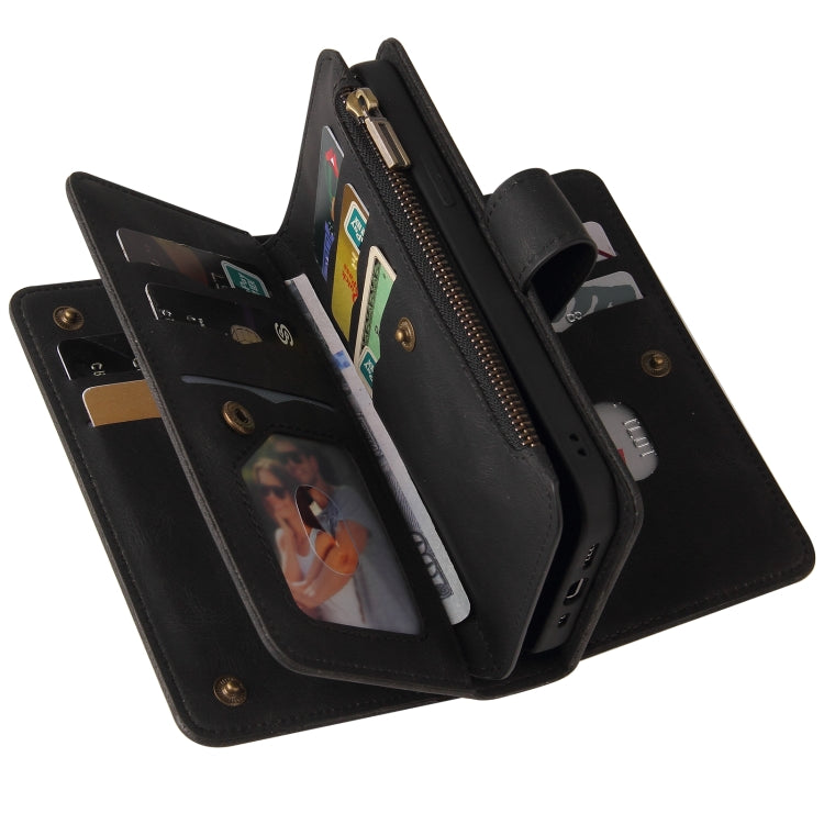 Skin Feel PU + TPU Horizontal Flip Leather Case with Holder & 15 Cards Slot & Wallet & Zipper Pocket & Lanyard, For iPhone 12 mini, For iPhone 11 Pro Max, For iPhone 11 Pro, For iPhone 11, For iPhone X / XS, For iPhone XS Max