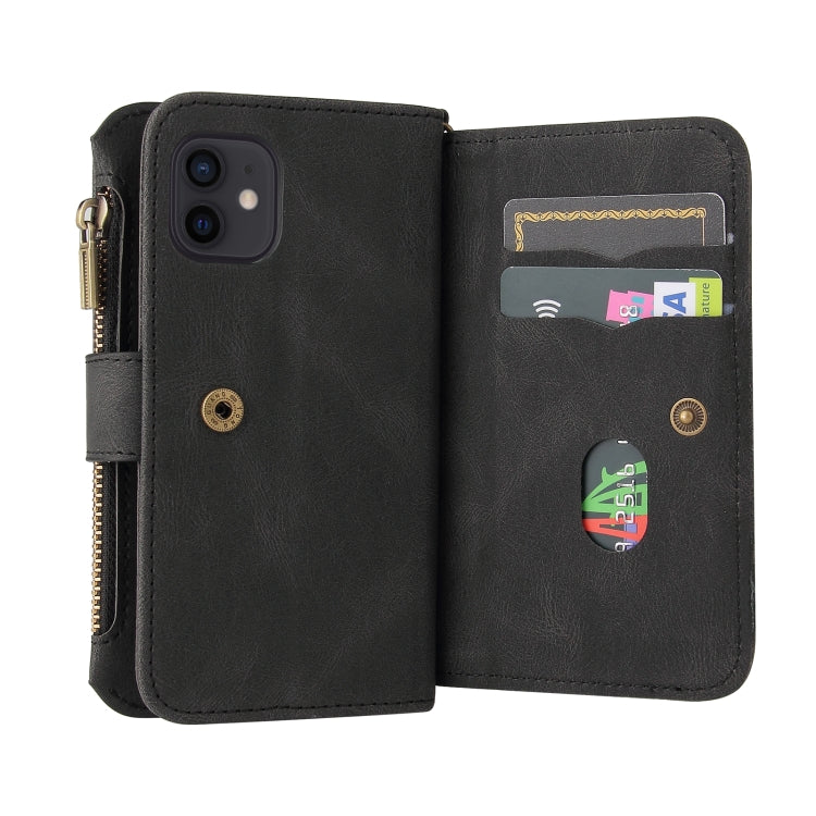 Skin Feel PU + TPU Horizontal Flip Leather Case with Holder & 15 Cards Slot & Wallet & Zipper Pocket & Lanyard, For iPhone 12 mini, For iPhone 11 Pro Max, For iPhone 11 Pro, For iPhone 11, For iPhone X / XS, For iPhone XS Max