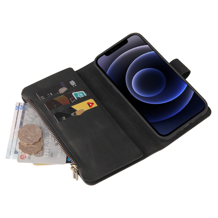 Skin Feel PU + TPU Horizontal Flip Leather Case with Holder & 15 Cards Slot & Wallet & Zipper Pocket & Lanyard, For iPhone 12 mini, For iPhone 11 Pro Max, For iPhone 11 Pro, For iPhone 11, For iPhone X / XS, For iPhone XS Max