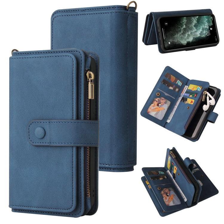 Skin Feel PU + TPU Horizontal Flip Leather Case with Holder & 15 Cards Slot & Wallet & Zipper Pocket & Lanyard, For iPhone 12 mini, For iPhone 11 Pro Max, For iPhone 11 Pro, For iPhone 11, For iPhone X / XS, For iPhone XS Max