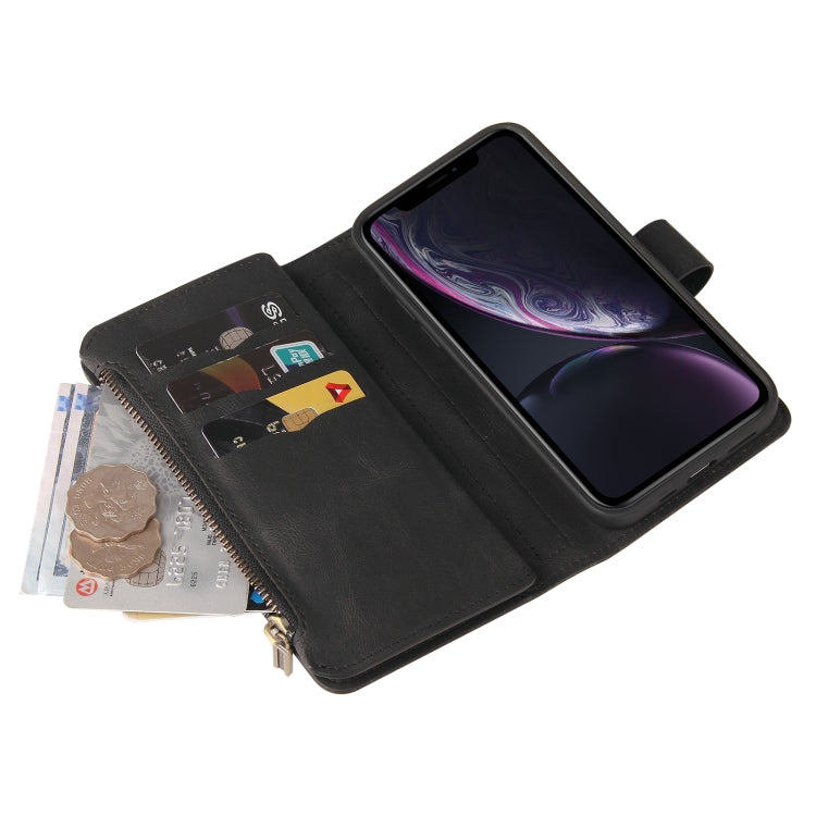 Skin Feel PU + TPU Horizontal Flip Leather Case with Holder & 15 Cards Slot & Wallet & Zipper Pocket & Lanyard, For iPhone XR, For iPhone SE 2022 / SE 2020 / 8 / 7, For iPhone 8 Plus & 7 Plus