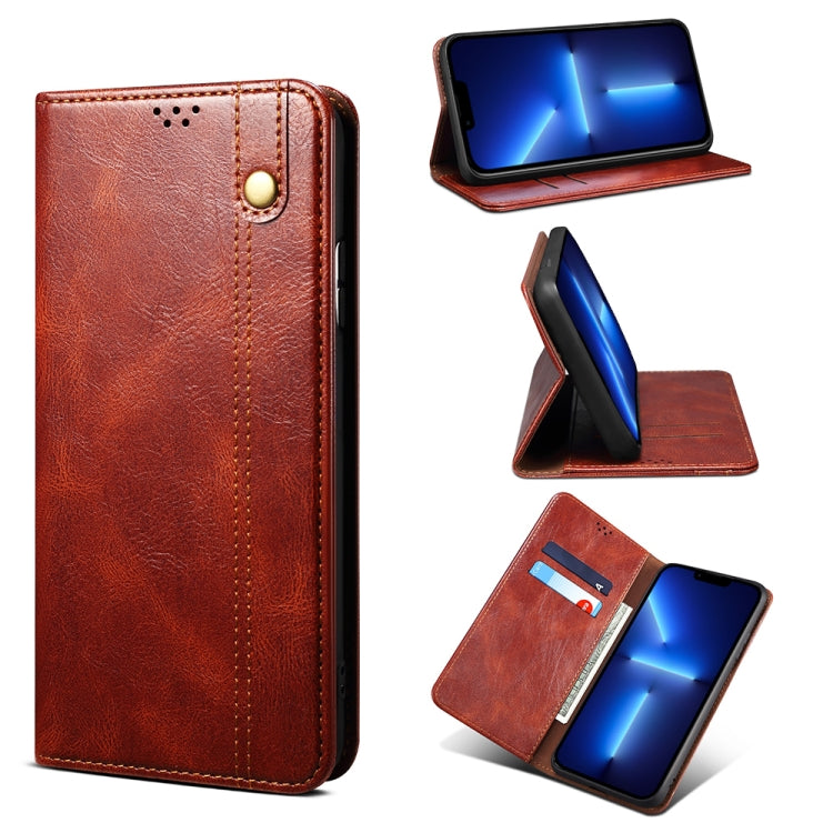 Simple Wax Crazy Horse Texture Horizontal Flip Leather Case with Card Slots & Wallet