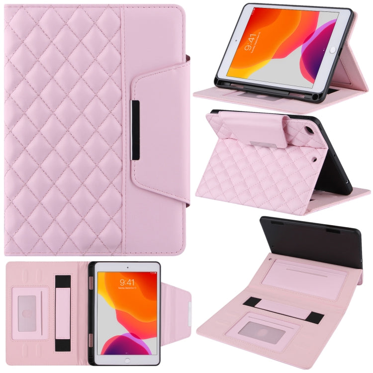 Étui à rabat horizontal en cuir à carreaux avec support, emplacements pour cartes et dragonne, pour iPad 10.2 (2021/2020/2019), iPad Pro 11 (2021/2020/2018), iPad mini 5/4, iPad 9.7 (2018/2017)