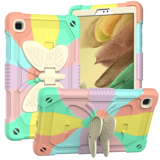 Beige silicone protective case for Samsung Galaxy Tab A7 Lite 8.7 with butterfly holder and pen slot