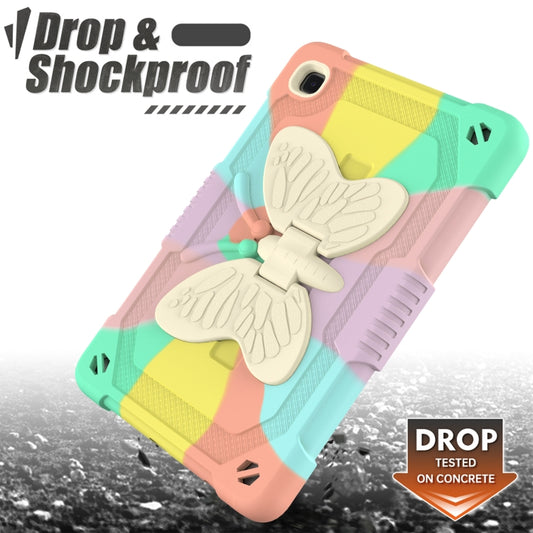 Butterfly holder stand detail on beige protective tablet case for Tab A7 Lite T220