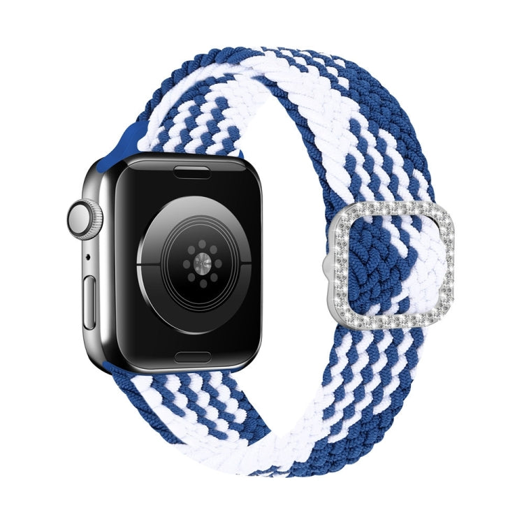 Adjustable Nylon Braided Elasticity Diamond Buckle Replacement Strap Watchband For Apple Watch Series, 7 & 6 & SE & 5 & 4 40mm/3 & 2 & 1 38mm