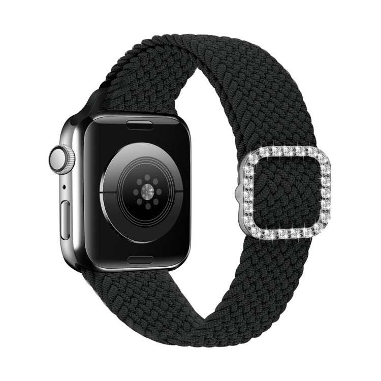 Adjustable Nylon Braided Elasticity Diamond Buckle Replacement Strap Watchband For Apple Watch Series, 7 & 6 & SE & 5 & 4 40mm/3 & 2 & 1 38mm