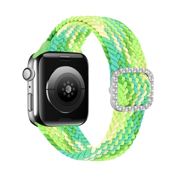 Adjustable Nylon Braided Elasticity Diamond Buckle Replacement Strap Watchband For Apple Watch Series, 7 & 6 & SE & 5 & 4 44mm/3 & 2 & 1 42mm