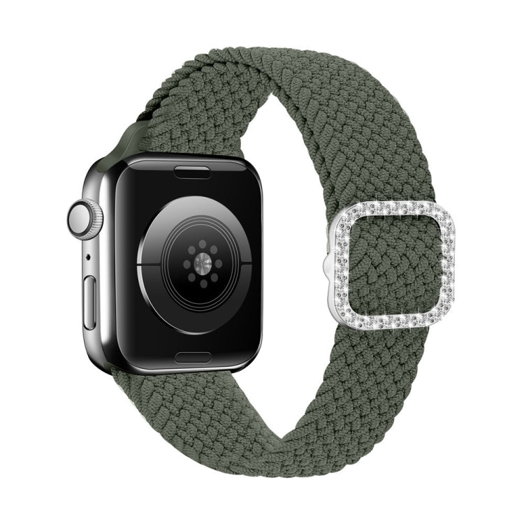 Adjustable Nylon Braided Elasticity Diamond Buckle Replacement Strap Watchband For Apple Watch Series, 7 & 6 & SE & 5 & 4 44mm/3 & 2 & 1 42mm