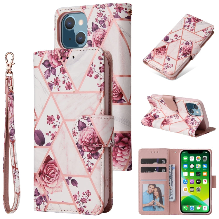 Marble Bronzing Stitching Horizontal Flip PU Leather Case with Holder & Card Slots & Wallet & Photo Frame