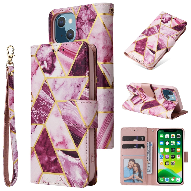 Marble Bronzing Stitching Horizontal Flip PU Leather Case with Holder & Card Slots & Wallet & Photo Frame
