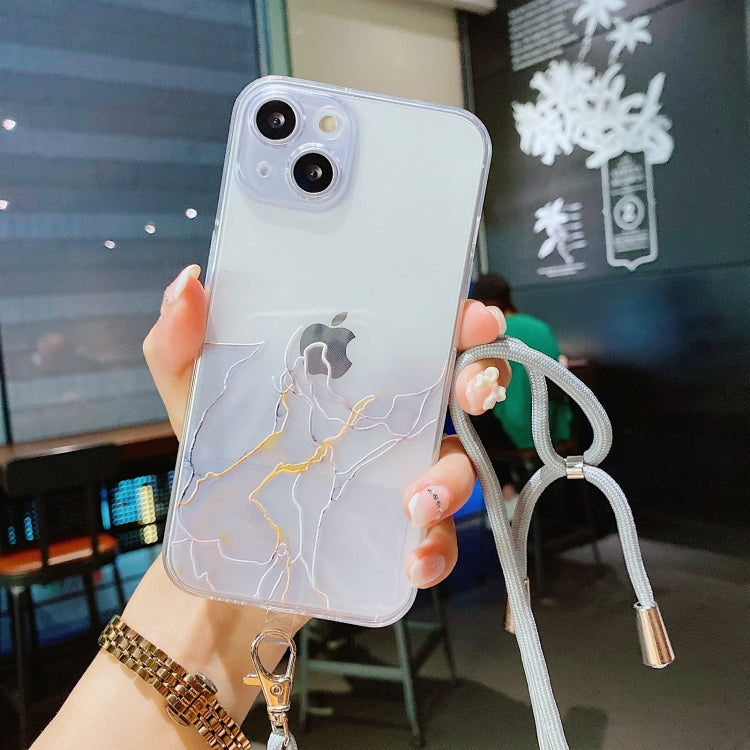 Hollow Marble Pattern TPU Precise Hole Protective Case with Neck Strap Rope
