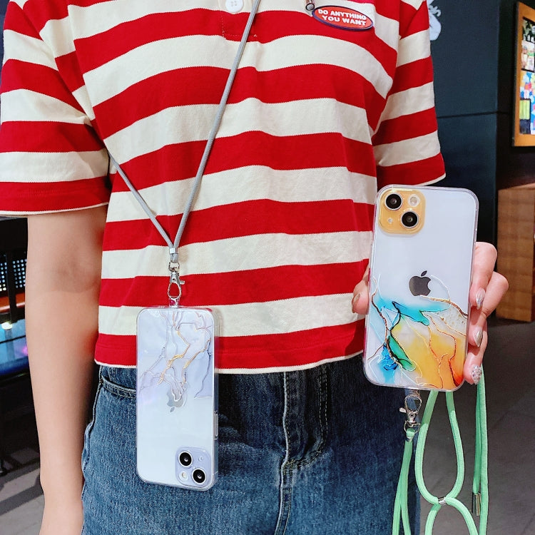 Hollow Marble Pattern TPU Precise Hole Protective Case with Neck Strap Rope