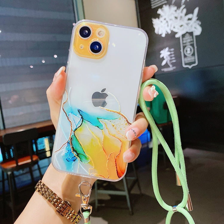 Hollow Marble Pattern TPU Precise Hole Protective Case with Neck Strap Rope