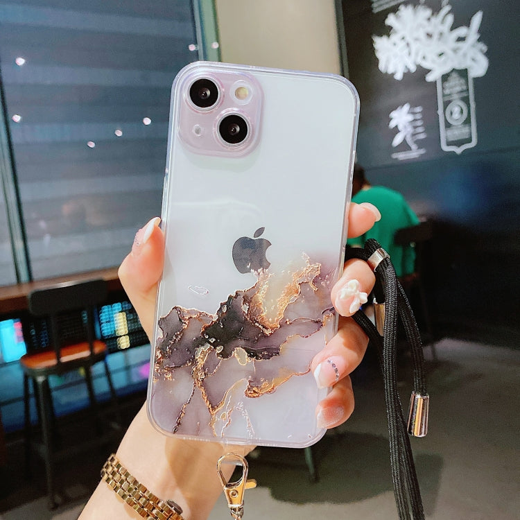 Hollow Marble Pattern TPU Precise Hole Protective Case with Neck Strap Rope
