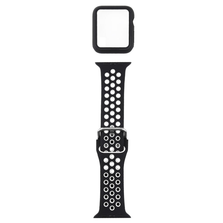 Silicone Replacement Strap Watchband + Protective Case with Screen Protector Set For Apple Watch Series, 3 & 2 & 1 42mm