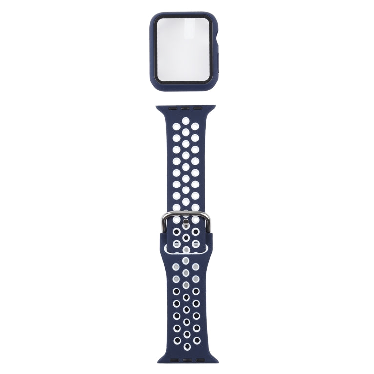 Silicone Replacement Strap Watchband + Protective Case with Screen Protector Set For Apple Watch Series, 6 & SE & 5 & 4 44mm