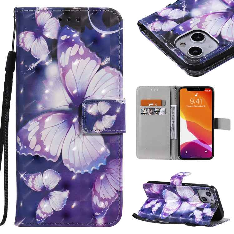 3D Painted Pattern Horizontal Flip Leather Case with Holder & Card Slots & Wallet, For iPhone 13, For iPhone 13 Mini, For iPhone 13 Pro, For iPhone 13 Pro Max