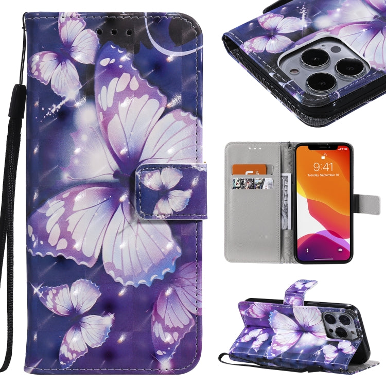 3D Painted Pattern Horizontal Flip Leather Case with Holder & Card Slots & Wallet, For iPhone 13, For iPhone 13 Mini, For iPhone 13 Pro, For iPhone 13 Pro Max