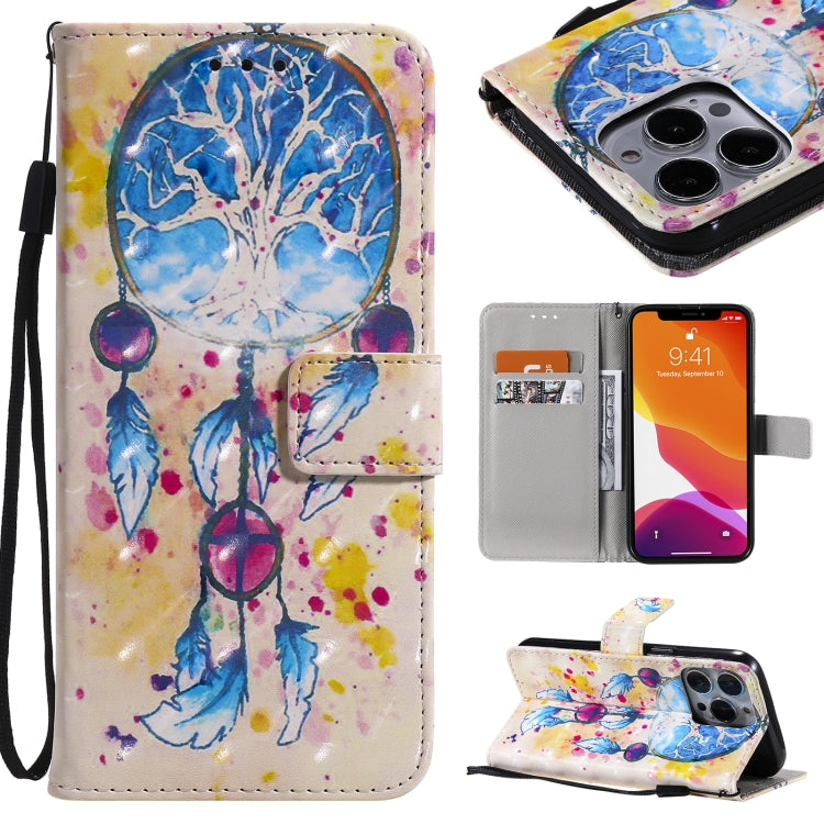 3D Painted Pattern Horizontal Flip Leather Case with Holder & Card Slots & Wallet, For iPhone 13, For iPhone 13 Mini, For iPhone 13 Pro, For iPhone 13 Pro Max