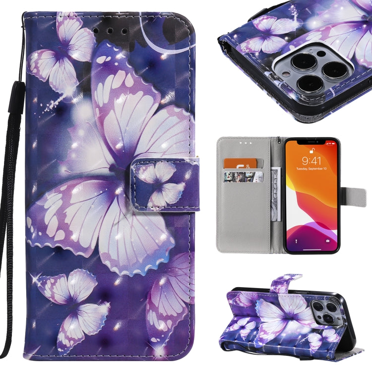 3D Painted Pattern Horizontal Flip Leather Case with Holder & Card Slots & Wallet, For iPhone 13, For iPhone 13 Mini, For iPhone 13 Pro, For iPhone 13 Pro Max
