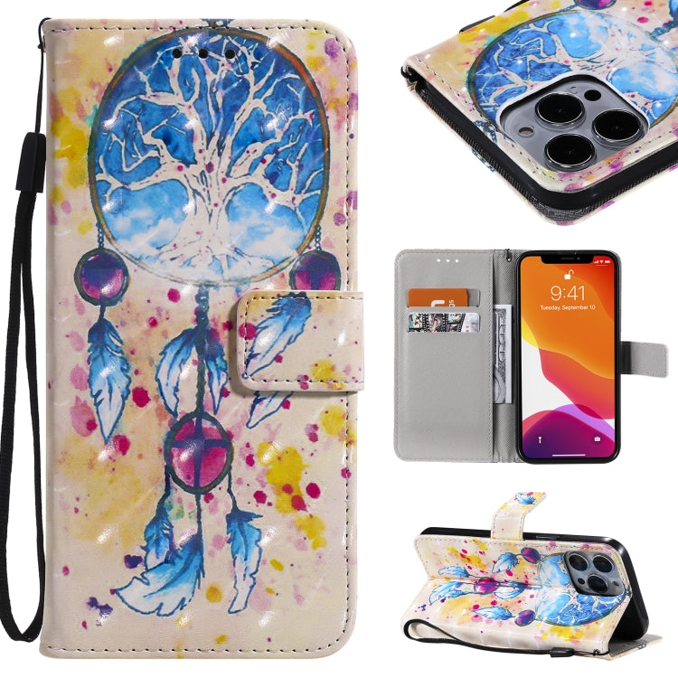 3D Painted Pattern Horizontal Flip Leather Case with Holder & Card Slots & Wallet, For iPhone 13, For iPhone 13 Mini, For iPhone 13 Pro, For iPhone 13 Pro Max