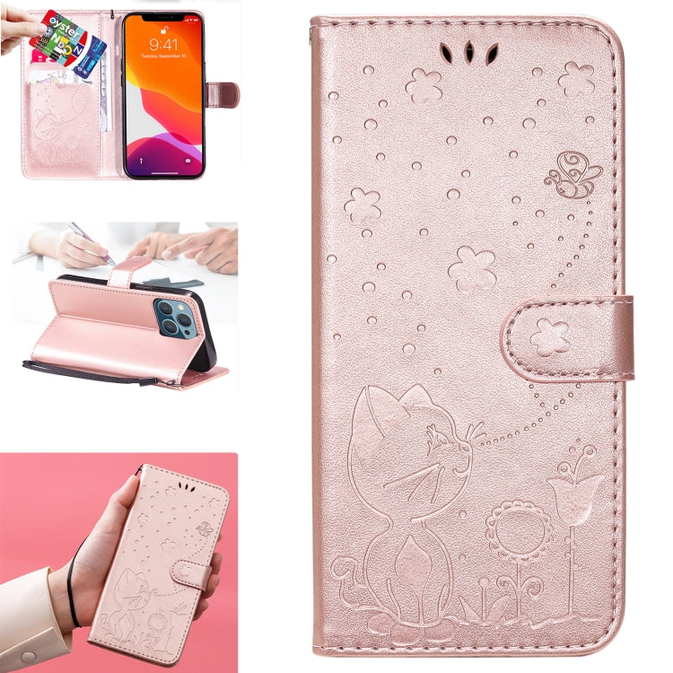 Cat Bee Embossing Pattern Shockproof Horizontal Flip Leather Case with Holder & Card Slots & Wallet, For iPhone 13 mini, For iPhone 13, For iPhone 13 Pro, For iPhone 13 Pro Max