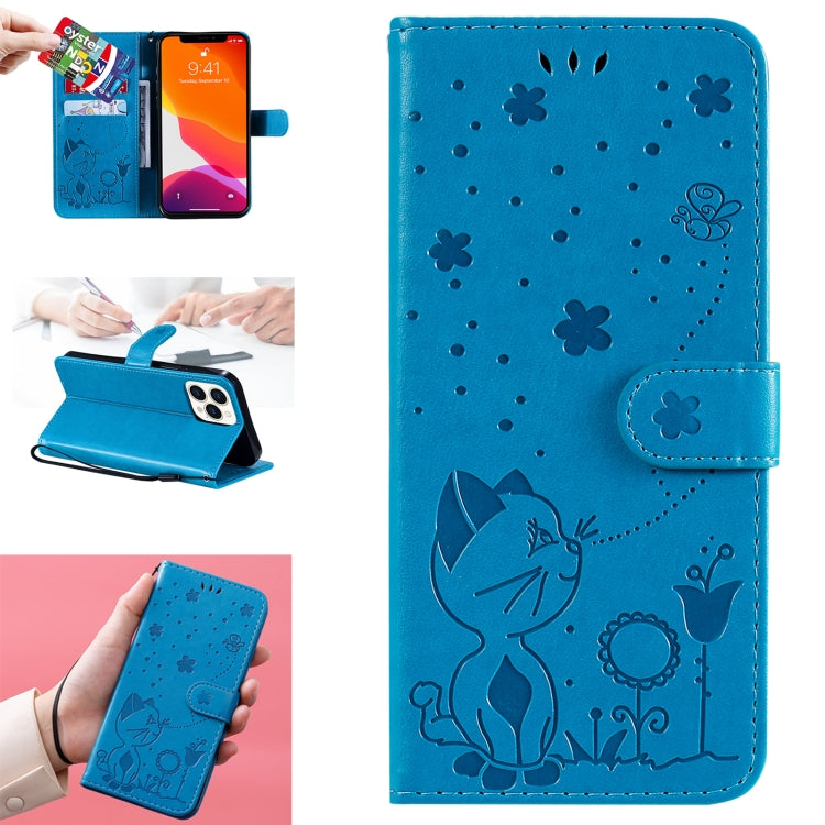 Cat Bee Embossing Pattern Shockproof Horizontal Flip Leather Case with Holder & Card Slots & Wallet
