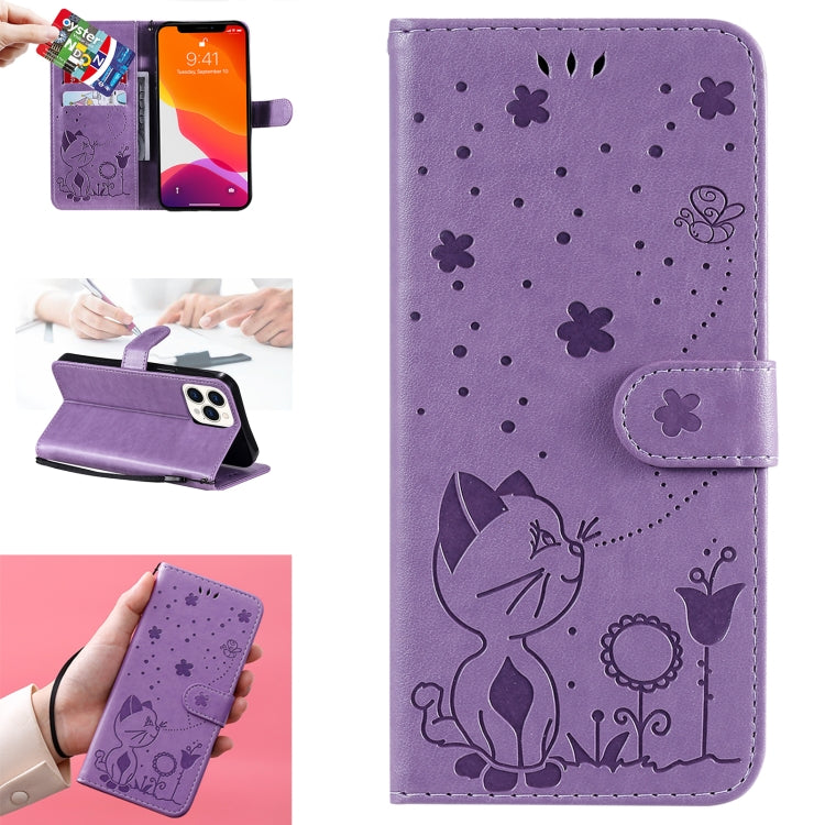 Cat Bee Embossing Pattern Shockproof Horizontal Flip Leather Case with Holder & Card Slots & Wallet