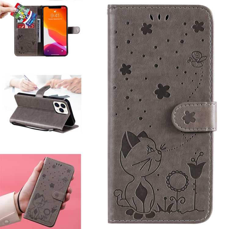 Cat Bee Embossing Pattern Shockproof Horizontal Flip Leather Case with Holder & Card Slots & Wallet