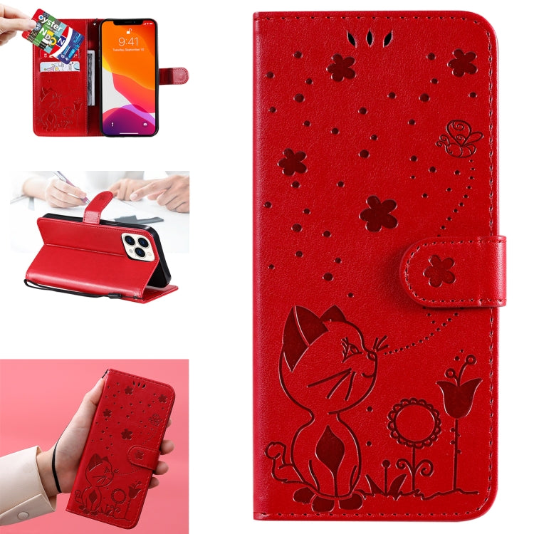 Cat Bee Embossing Pattern Shockproof Horizontal Flip Leather Case with Holder & Card Slots & Wallet, For iPhone 13 mini, For iPhone 13, For iPhone 13 Pro, For iPhone 13 Pro Max