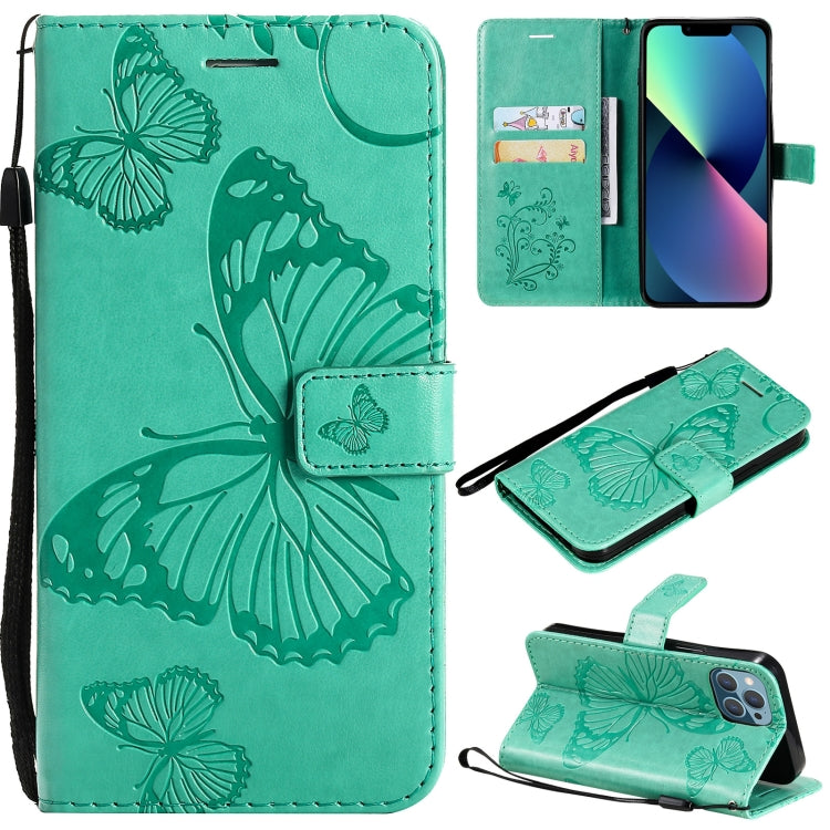 3D Butterfly Embossed Pattern Horizontal Flip Leather Case with Holder & Card Slot & Wallet & Lanyard, For iPhone 13 mini, For iPhone 13, For iPhone 13 Pro