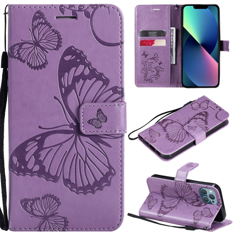 3D Butterfly Embossed Pattern Horizontal Flip Leather Case with Holder & Card Slot & Wallet & Lanyard, For iPhone 13 mini, For iPhone 13, For iPhone 13 Pro