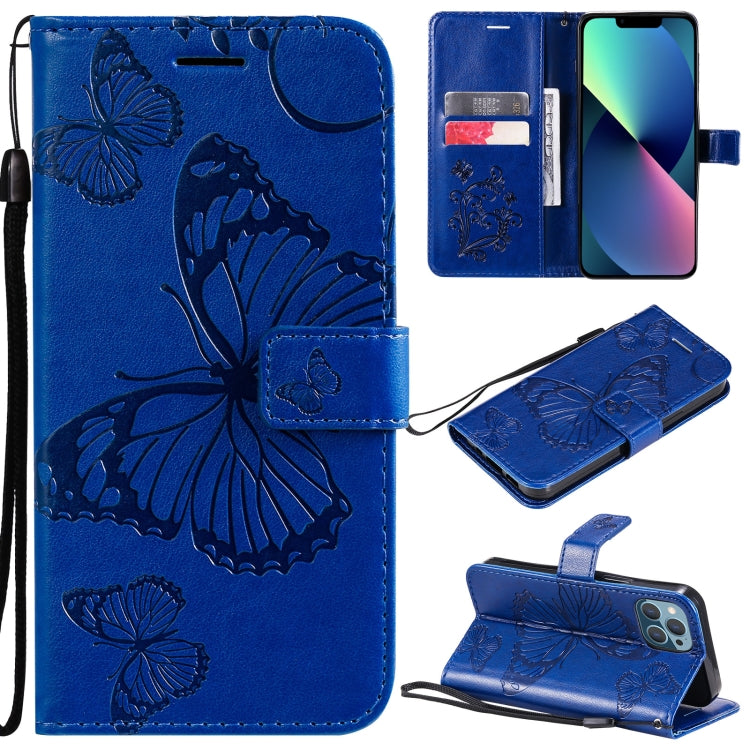 3D Butterfly Embossed Pattern Horizontal Flip Leather Case with Holder & Card Slot & Wallet & Lanyard, For iPhone 13 mini, For iPhone 13, For iPhone 13 Pro