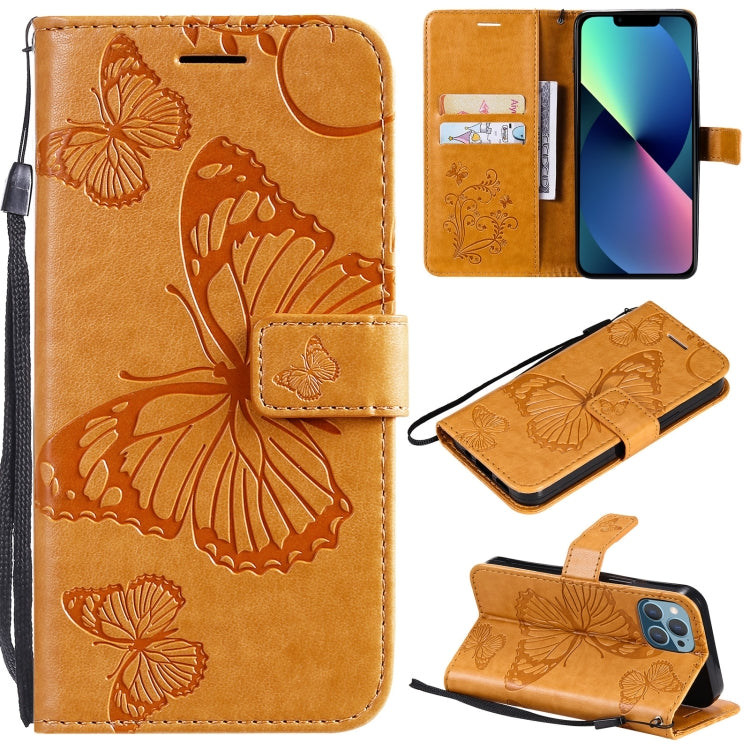 3D Butterfly Embossed Pattern Horizontal Flip Leather Case with Holder & Card Slot & Wallet & Lanyard, For iPhone 13 mini, For iPhone 13, For iPhone 13 Pro