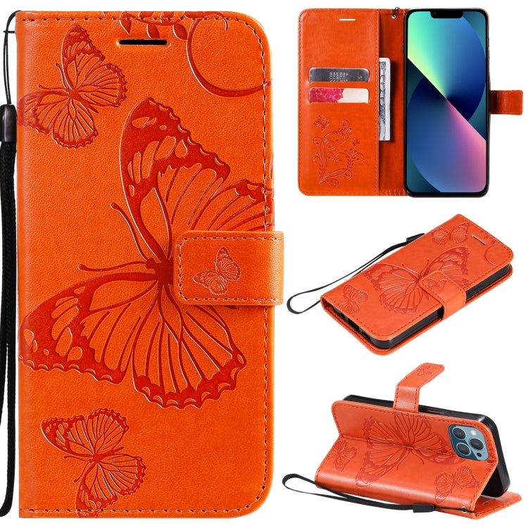 3D Butterfly Embossed Pattern Horizontal Flip Leather Case with Holder & Card Slot & Wallet & Lanyard, For iPhone 13 mini, For iPhone 13, For iPhone 13 Pro