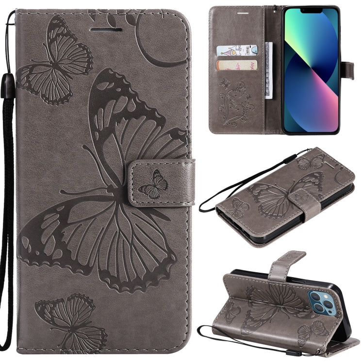 3D Butterfly Embossed Pattern Horizontal Flip Leather Case with Holder & Card Slot & Wallet & Lanyard, For iPhone 13 mini, For iPhone 13, For iPhone 13 Pro