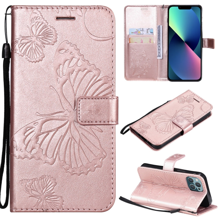 3D Butterfly Embossed Pattern Horizontal Flip Leather Case with Holder & Card Slot & Wallet & Lanyard, For iPhone 13 mini, For iPhone 13, For iPhone 13 Pro