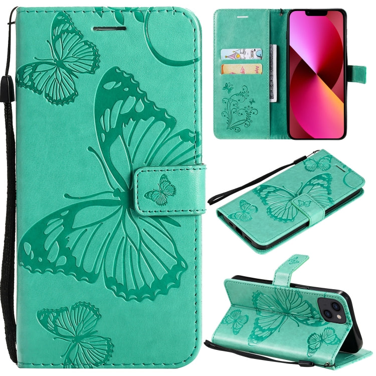 3D Butterfly Embossed Pattern Horizontal Flip Leather Case with Holder & Card Slot & Wallet & Lanyard, For iPhone 13 mini, For iPhone 13, For iPhone 13 Pro